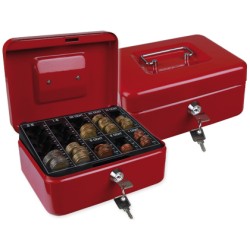 Caja caudales q-connect 8" 200x160x90 mm roja con portamonedas