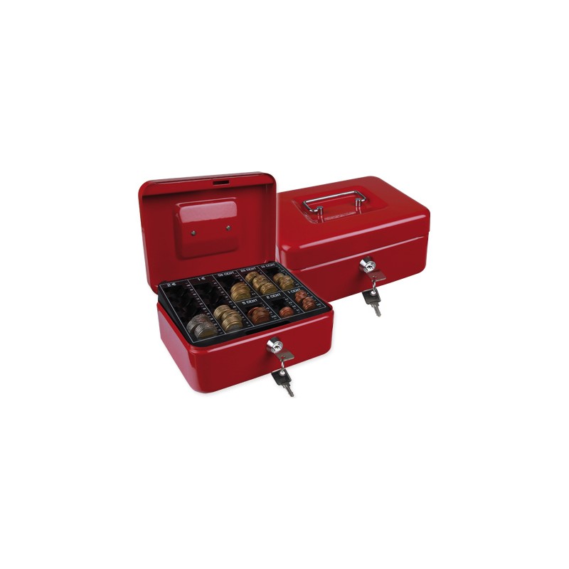 Caja caudales q-connect 8" 200x160x90 mm roja con portamonedas