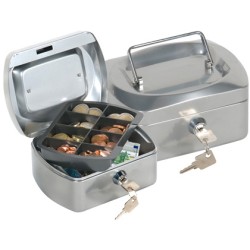 Caja caudales q-connect 6" 152x115x80 mm plata con portamonedas