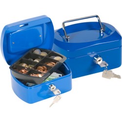 Caja caudales q-connect 6" 152x115x80 mm azul con portamonedas