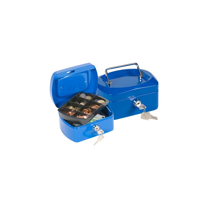 Caja caudales q-connect 6" 152x115x80 mm azul con portamonedas