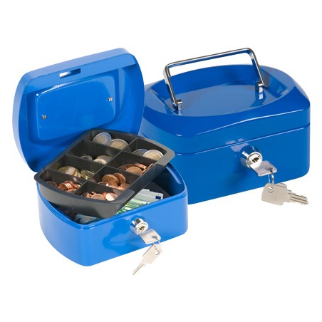 Caja caudales q-connect 6" 152x115x80 mm azul con portamonedas