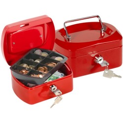 Caja caudales q-connect 6" 152x115x80 mm roja con portamonedas