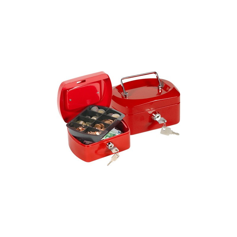 Caja caudales q-connect 6" 152x115x80 mm roja con portamonedas