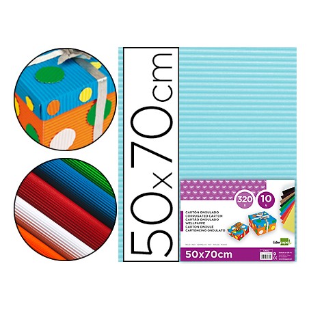 Carton ondulado liderpapel 50 x 70cm 320 g celeste