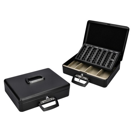 Caja caudales q-connect 14,5" 370x290x110 mm con portamonedas y bandeja para billetes