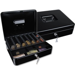Caja caudales q-connect 12" 300x240x90 mm negra con portamonedas