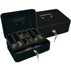 Caja caudales q-connect 10" 250x180x90 mm negra con portamonedas