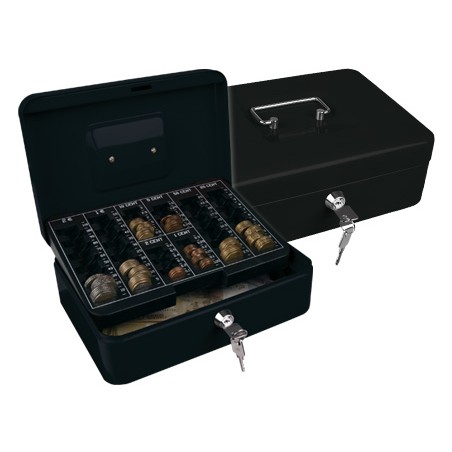 Caja caudales q-connect 10" 250x180x90 mm negra con portamonedas