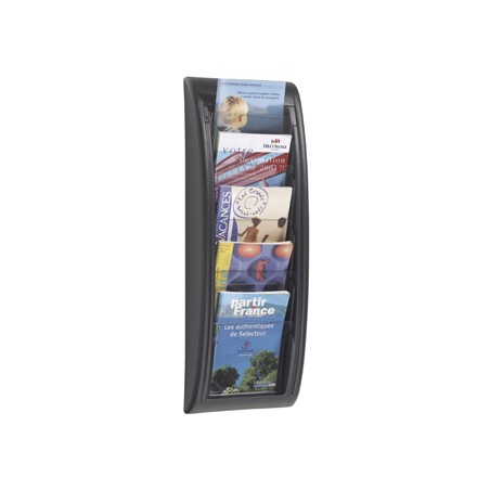 Expositor mural paperflow din a5 negro 5 casillas 650x228x95 mm