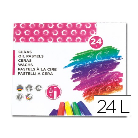 Lapices cera semi blanda lider papel caja de 24 unidades colores surtidos