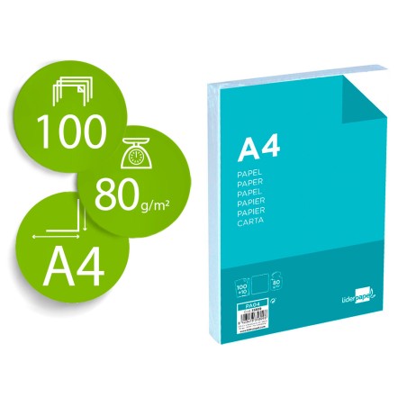 Papel liderpapel a4 8og/m2 liso paquete de 100 hojas + 10 hojas gratis