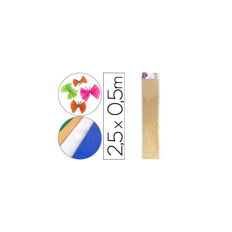 Papel crespon liderpapel 50 cm x 2.5m metalizado oro