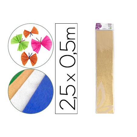 Papel crespon liderpapel 50 cm x 2.5m metalizado oro