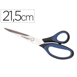 Tijera oficina q-connect mango caucho 8" 21'5 cm blister de seguridad