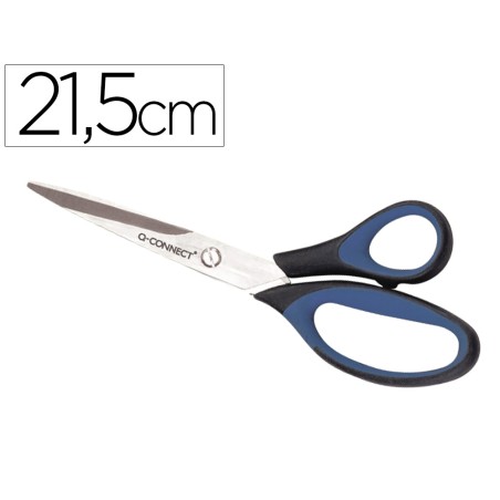 Tijera oficina q-connect mango caucho 8" 21'5 cm blister de seguridad