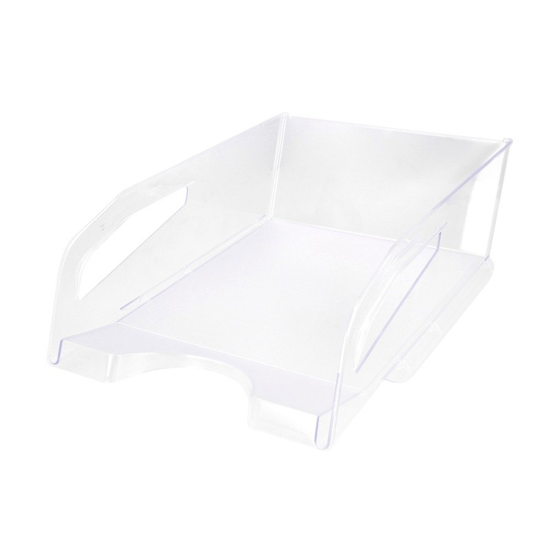 Bandeja sobremesa plastico q-connect gran capacidad con asa transparente 386x270x115mm