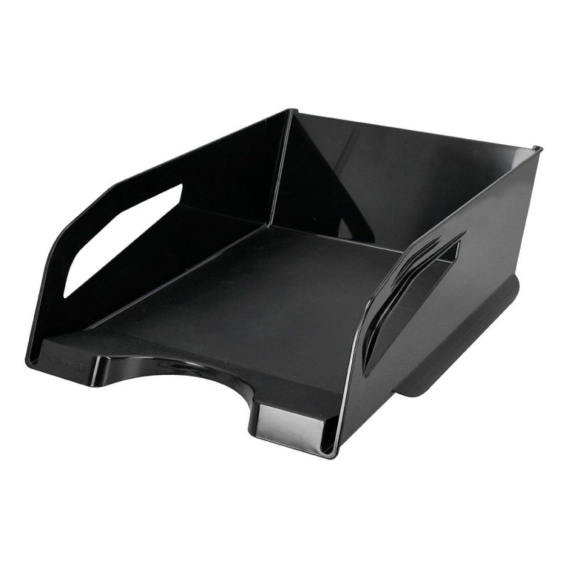 Bandeja sobremesa plastico q-connect gran capacidad con asa negro opaco 386x270x115mm