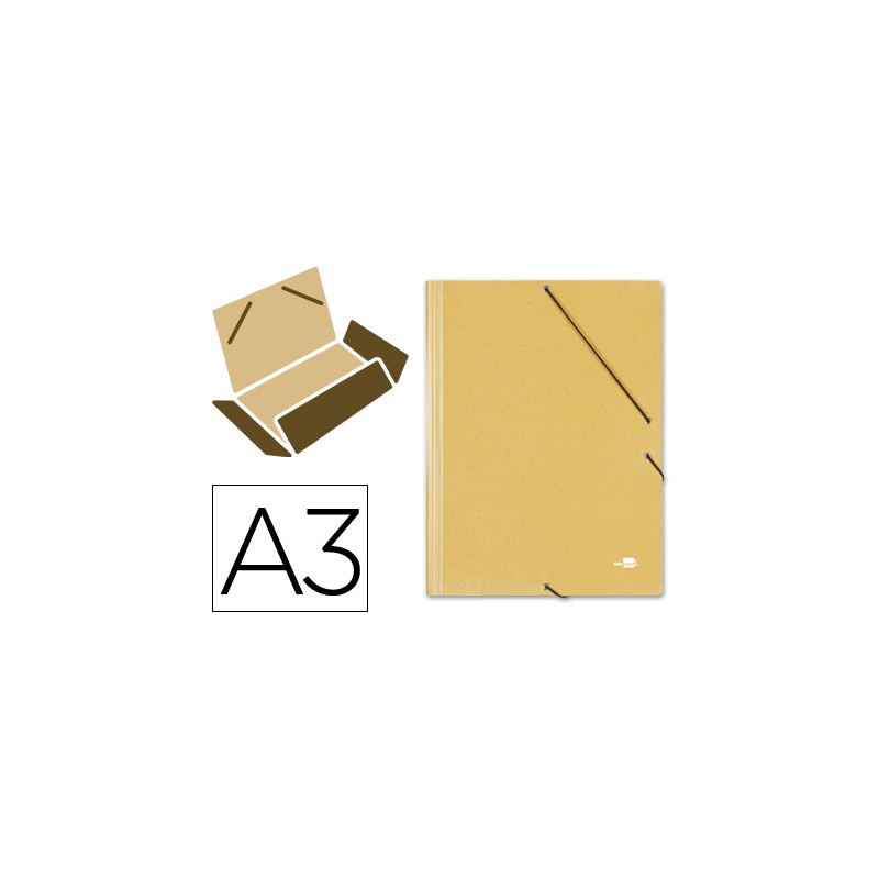 Carpeta liderpapel gomas tres solapas carton prespan a3 color amarillo