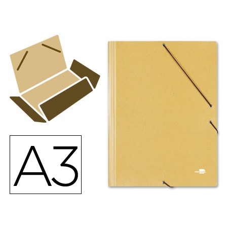 Carpeta liderpapel gomas tres solapas carton prespan a3 color amarillo