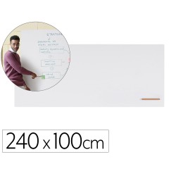 Pizarra blanca bi-office loop magnetica acero lacado sin marco 240x100 cm