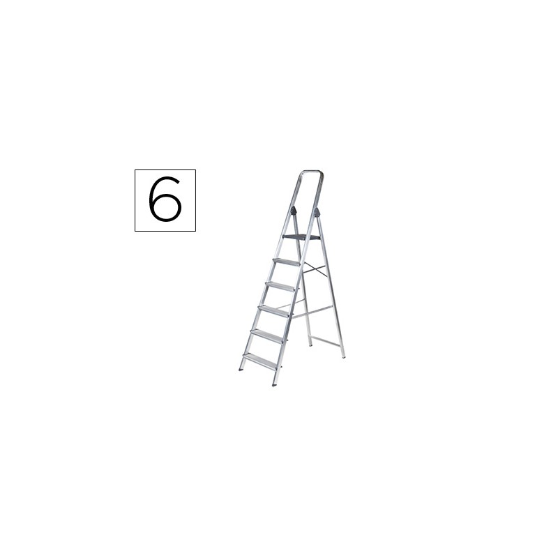Escalera q-connect de aluminio 6 peldaños 1203x510x1895 mm peso maximo 150 kg en-131
