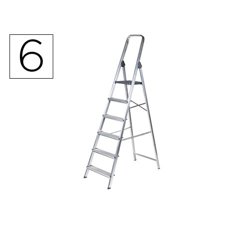 Escalera q-connect de aluminio 6 peldaños 1203x510x1895 mm peso maximo 150 kg en-131