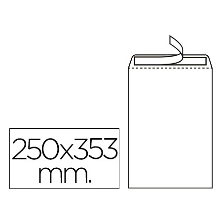 Sobre liderpapel bolsa n.10 blanco folio prolongado 250x353mm tira de silicona caja de 250 unidades