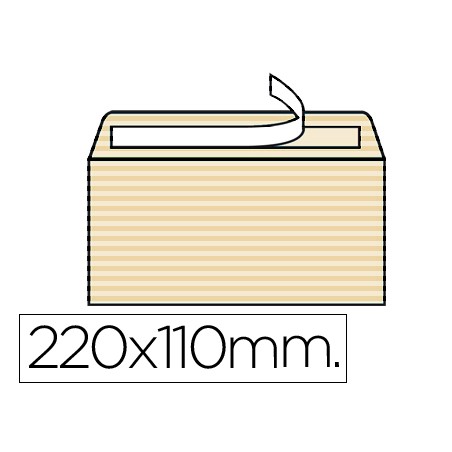 Sobre liderpapel verjurado ahuesado 120 gr tira silicona 110x220mm caja de 250 unidades
