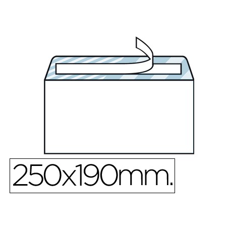 Sobre liderpapel n.13 blanco cuarto prolongado 190x250mm tira de silicona caja de 250 unidades