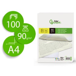 Papel verjurado liderpapel a4 90g/m2 crema paquete de 100 hojas