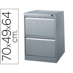 Fichero cajones de suelo metalico de 2 cajones 70cm alto,64cm prof,49cm anchocolor gris n.75