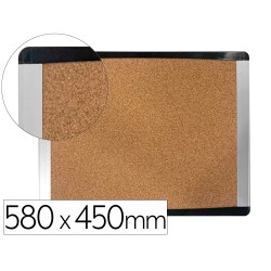 Pizarra corcho bi-office inka reciclado marco de aluminio y laterales plastico negro 580x450 mm