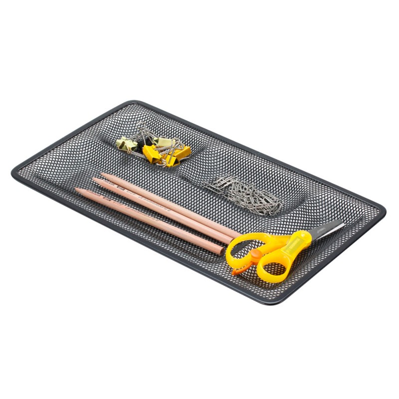 Organizador sobremesa bandeja metalica q-connect rejilla negra con 4 departamentos 315x20x175 mm