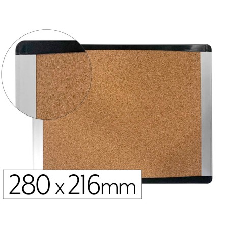 Pizarra corcho bi-office inka reciclado marco de aluminio y laterales plastico negro 280x216 mm