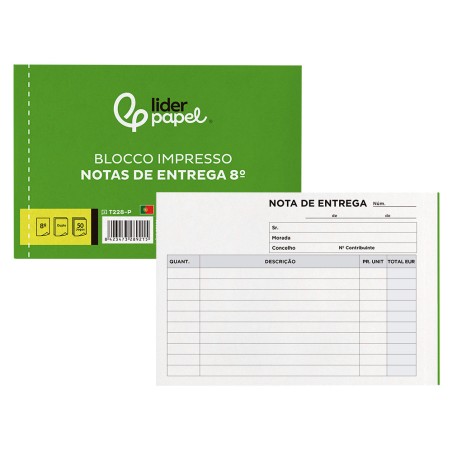 Talonario liderpapel entregas octavo apaisado 228 duplicado -texto en portugues