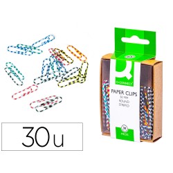 Clips colores rayados q-connect 50 mm caja de 30 unidades colores surtidos