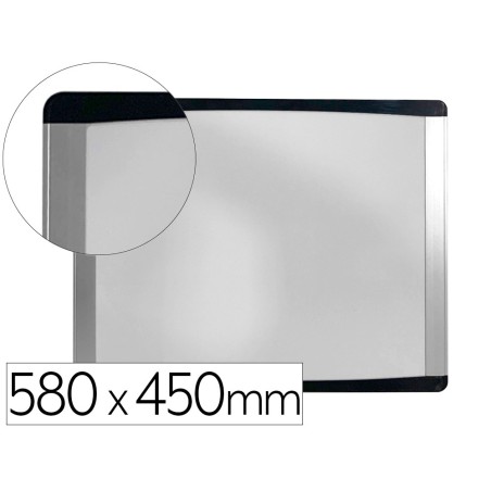 Pizarra blanca bi-office inka magnetica acero lacado marco de aluminio y laterales plastico negro 580x450 mm