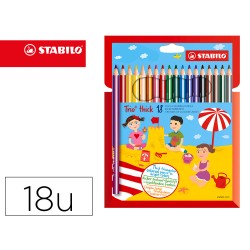 Lapices de colores stabilo trio punta gruesa caja de 18 colores escolar