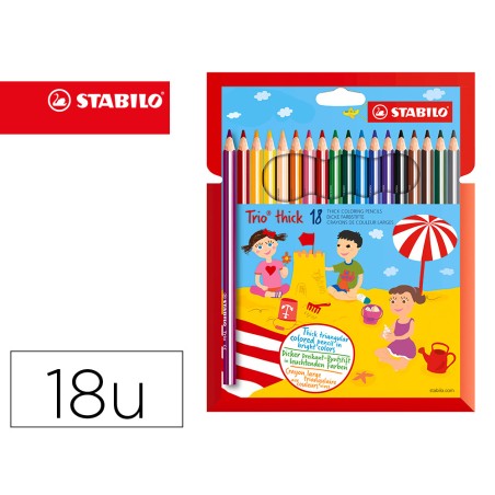 Lapices de colores stabilo trio punta gruesa caja de 18 colores escolar