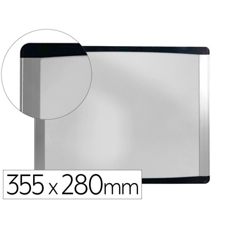 Pizarra blanca bi-office inka magnetica acero lacado marco de aluminio y laterales plastico negro 355x280 mm