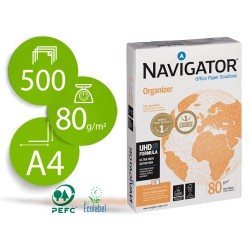 Papel fotocopiadora navigator din a4 80 gramos 4 taladros papel multiuso ink-jet y laser paquete de 500 hojas