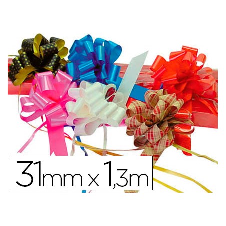 50 Unidades - Cinta para hacer lazos rojo 130 cm x 31 mm unidad