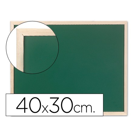 Pizarra verde q-connect marco de madera 40x30 cm sin repisa