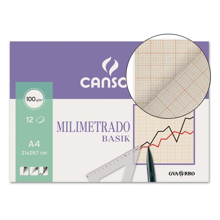 Papel milimetrado guarro 210x297 mm minipack de 12 hojas