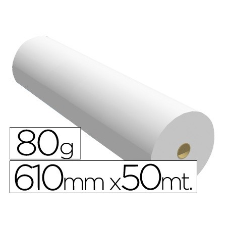 Papel reprografia para plotter 610mmx50mt 80 g impresion ink-jet