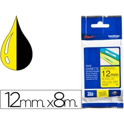 Cinta brother tze631 amarillo-negro 12mm longitud 8 m