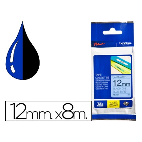 Cinta brother tze531 azul-negro 12mm longitud 8 m