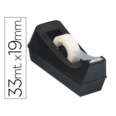 Portarrollo sobremesa q-connect plastico para cinta de 33 m color negro