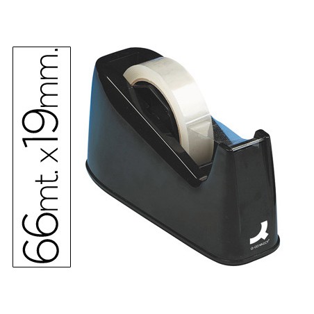 Portarrollo sobremesa q-connect plastico para cintas de 33 y 66 m color negro